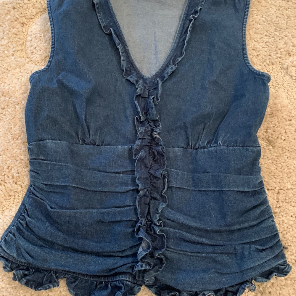 1990s/Y2K British Khaki Denim Top.